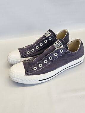 Chuck Taylor Sneakers All Star Slip On Purple Frayed Distressed Womens 10 Mens 8